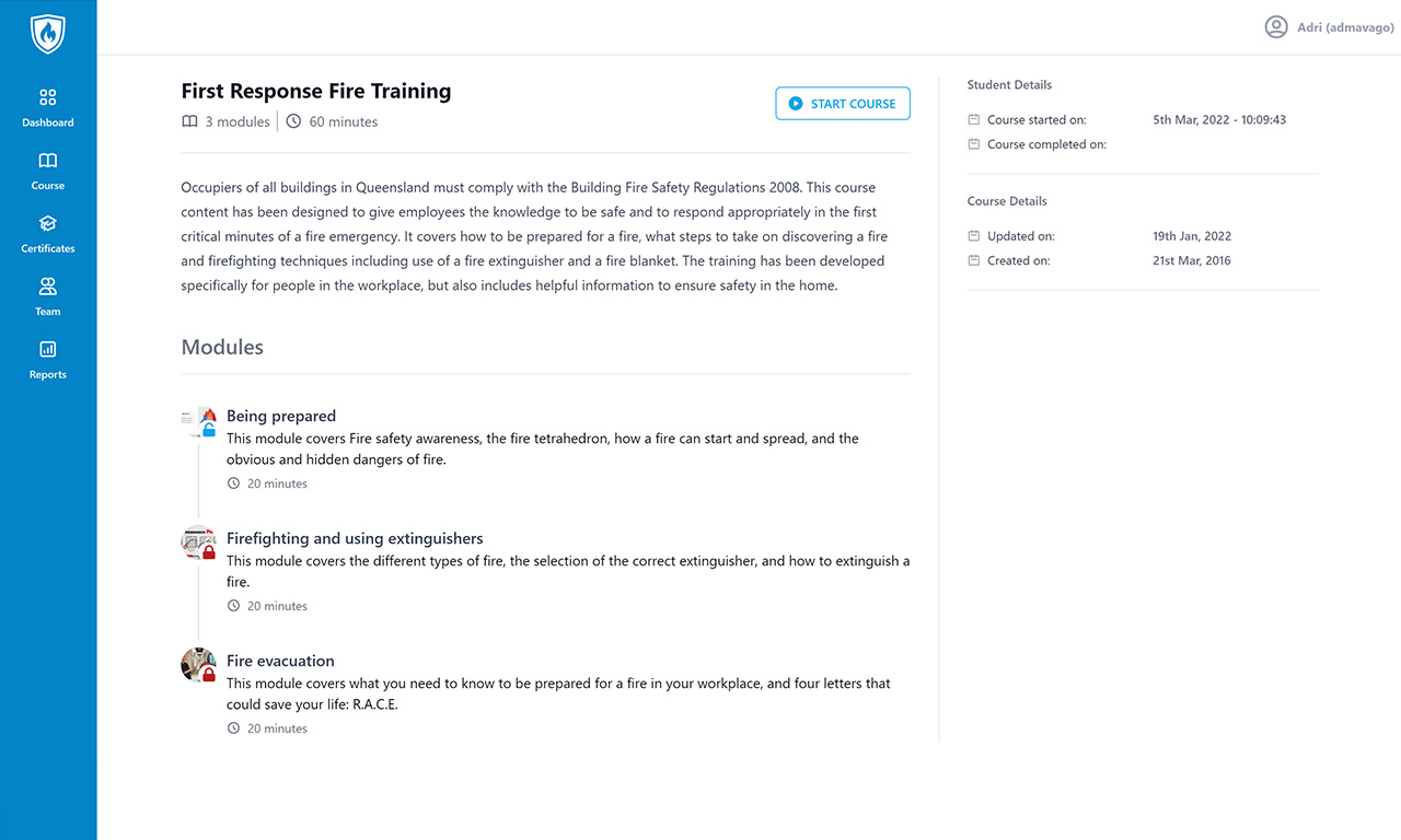 First Response Fire Training Online Course